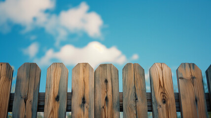 wooden fence and blue sky