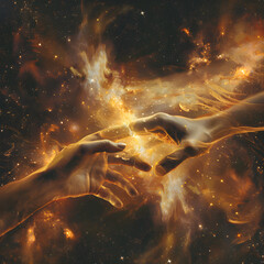 Intertwined Souls - A Cosmic Interpretation of Boundless Love - obrazy, fototapety, plakaty