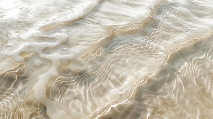 Fondo de textura detallada de suaves ondas de agua cristalina en una playa tranquila. Mar con arena de fondo.  Generado con tecnología IA - obrazy, fototapety, plakaty