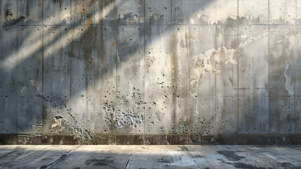 Fondo de textura rugosa de los muros de hormigón urbanos, con iluminación natural del sol desde un costado. Generado con tecnología IA - obrazy, fototapety, plakaty