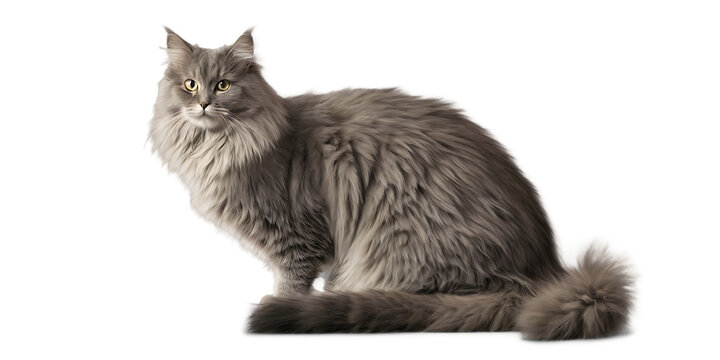 Gray fluffy cat Transparent Background Images 
