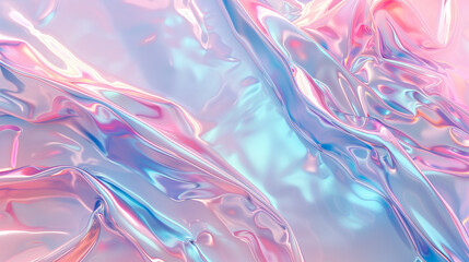 3D iridescent background with pastel pink and blue AI-generated Image