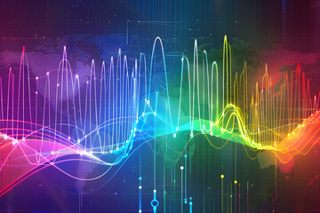 Low Frequency (LF) Radio Waves Dispersing Across the Globe - Vibrant Illustration of Communication through Waves
