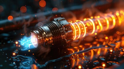 The fine details of a spark plug, ed in realistic 8K, its electrodes poised to ignite the fuel mixture with pinpoint accuracy.