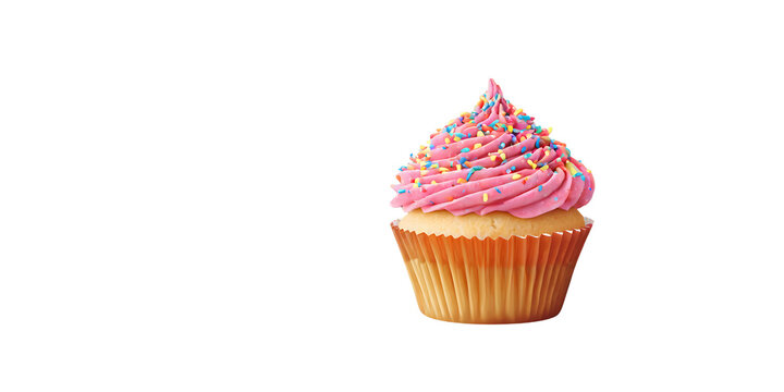 Pink cupcake with sprinkles Transparent Background Images 