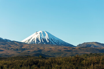 Mount Ngauruhoe Blanketed in Snow, A Majestic Sight in New Zealand's Winter Wonderland