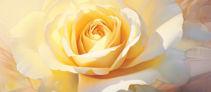 A vibrant yellow rose showcased in a close-up shot with a soft white backdrop, highlighting its delicate petals