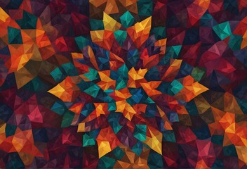 Colorful Background Kaleidoscope: Abstract Geometric Patterns Dance with Vibrant Hues! - obrazy, fototapety, plakaty
