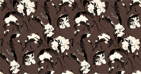 Floral design pattern made with silhouettes of carnations, textile print perfect for fabrics and decoration