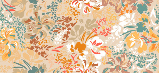 Floral liberty pattern. Plant background for fashion, tapestries, prints. Modern floral design perfect for fashion and decoration