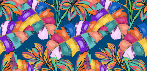 Summer floral pattern looking like watercolors, tropical pattern perfect for textiles and decoration