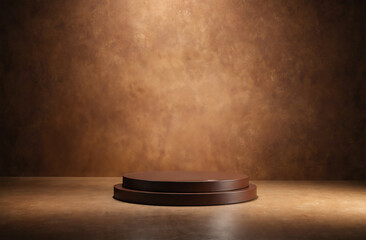 stage podium brown with copy space
