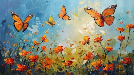 Vibrant Butterfly Acrylic Painting