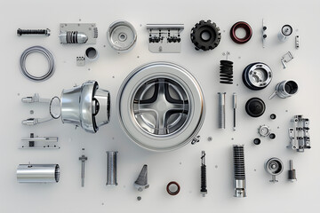 Exploded view of household dryer components showcasing inner mechanics