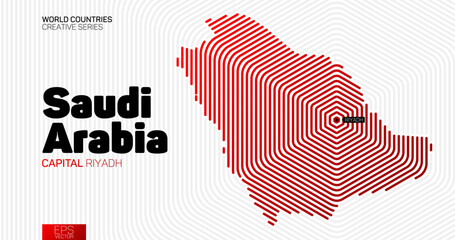 Abstract map of Saudi Arabia with red hexagon lines