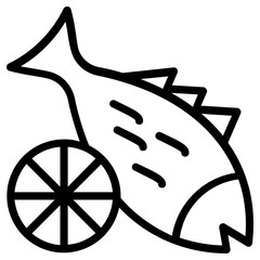 fish with lemon icon, simple vector design