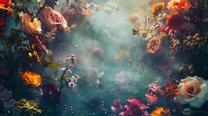 Enchanted Floral Garden Blooming Mystical Atmosphere Ethereal Nature Beauty