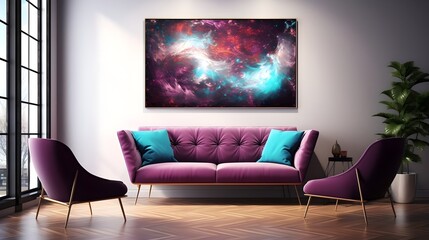 Modern Interior Design Cosmic Artwork Living Space Elegance