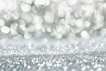Abstract Background of Glitter Vintage Lights: Silver and White, De-focused Banner