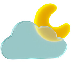 3D Icon Crescent Moon Illustration