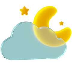 3D Icon Crescent Moon Illustration