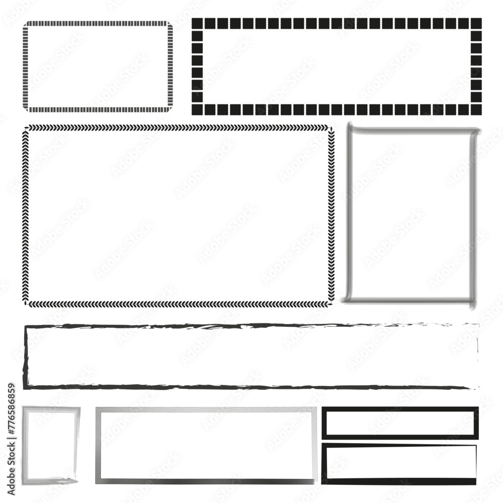 Poster collection of frame borders. decorative rectangle designs. variety of patterns. vector illustration.