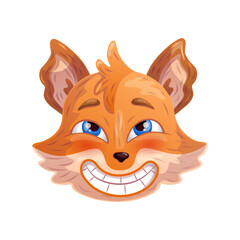 Happy cartoon fox. Smiling anthropomorphic face. Vector  illustration.