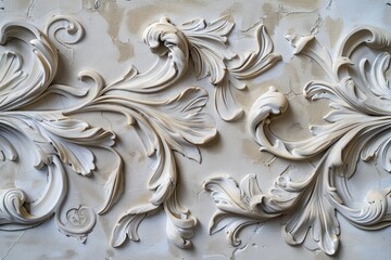 backdrop and texture of the ornamental plaster used to coat the walls and ceilings. background for ornamentation and design.