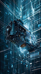 Futuristic LX Video Card Over Digital Grid - Performance and Speed Unleashed