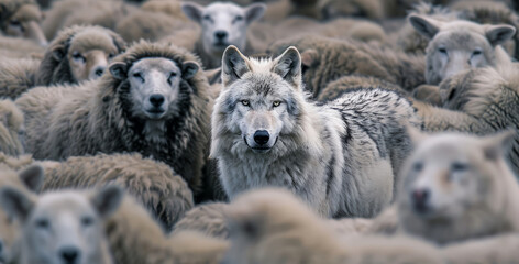 Wolf Among Sheep Stock Image