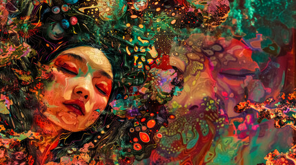 Surreal dream portrait with abstract colors