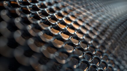 Obraz premium Metal mesh. Expanded metal mesh texture close-up, showcasing its unique pattern and industrial beauty