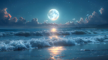 Moonlit Beach Tranquility