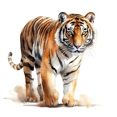 Bengal tiger. Tiger clipart. Watercolor illustration. Generative AI. Detailed illustration.