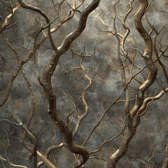 Medieval Metal Woodlands - where the trees themselves are made of softly glowing bronze and iron with branches intertwining overhead to form a majestic canopy created with Generative AI Technology