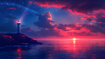 Lighthouse Beacon at Twilight