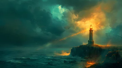 Rolgordijnen Lighthouse Beacon at Twilight © Nine