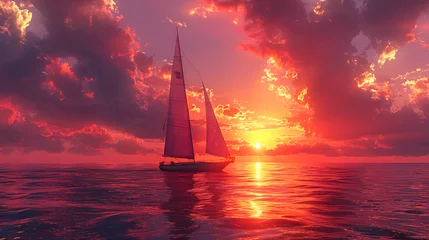 Foto auf Acrylglas Sailboat Serenity at Sunset © Nine