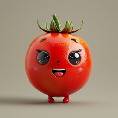 3d cartoon tomato character, generative ai