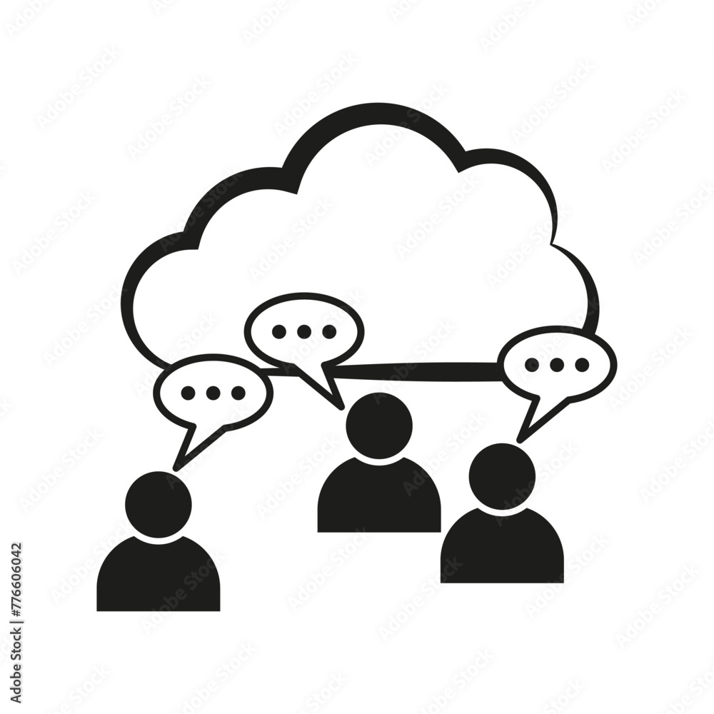 Poster cloud computing communication concept. people sharing information. social network idea. digital coll
