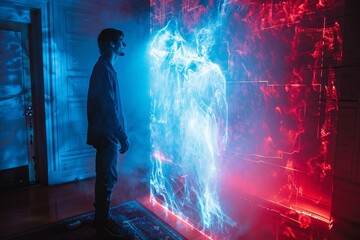 Fototapeta na wymiar Future phantasm, horror housed in holograms