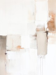 Painting of white and grey brown abstract subject with lines