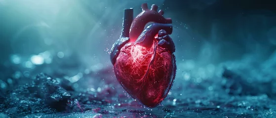 Fotobehang Cardiology advancements, a heart aglow © Seksan