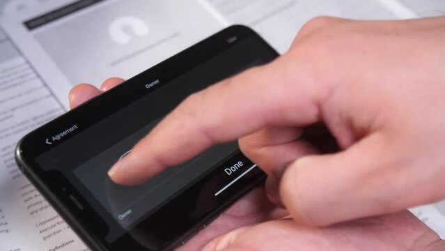 online digital signature in a smartphone, signature on a document