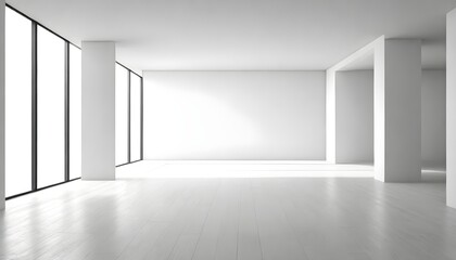 Generate a highly realistic image of a modern architecture empty  in an elegant style, empty, showcasing a minimalist design. Generate an empty room without any furniture items;