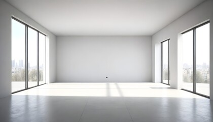 Fototapeta premium Generate a highly realistic image of a modern architecture empty in an elegant style, empty, showcasing a minimalist design. Generate an empty room without any furniture items;