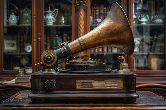 a handheld phonograph, steampunk technology, turn of the century, Lovecraft 