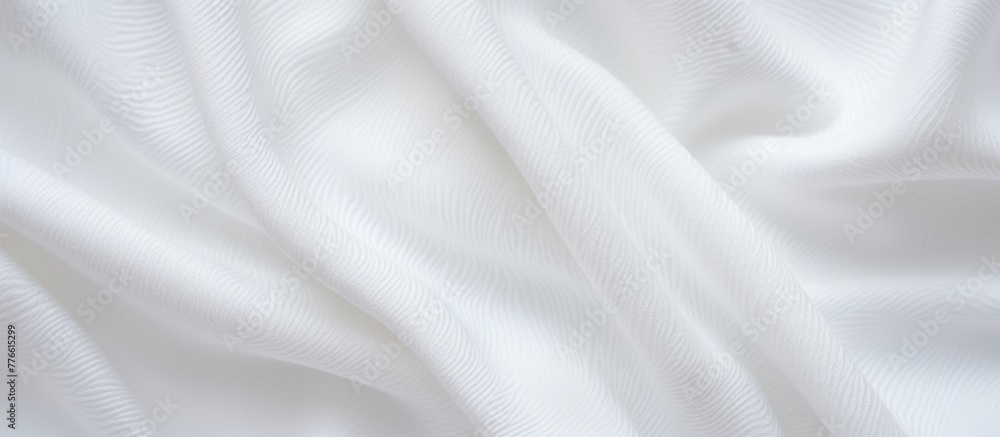 Poster white fabric close up displaying a delicate and intricate pattern woven into the material
