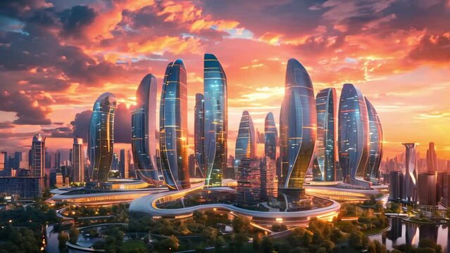 Futuristic Megacity at Dusk