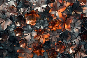 Foto op Plexiglas Flowers are made from the same metals as knights armor, with petals in shades of polished steel, copper, and brass, reflecting the sunlight in a serene way created with Generative AI Technology © Sentoriak